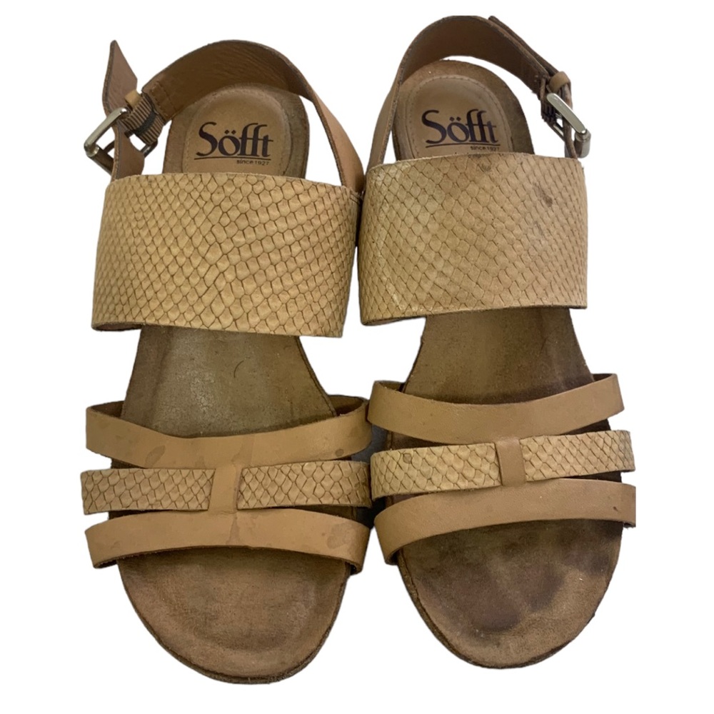 Sofft Womens sandals ankle straps heels tan Size 6.5 M